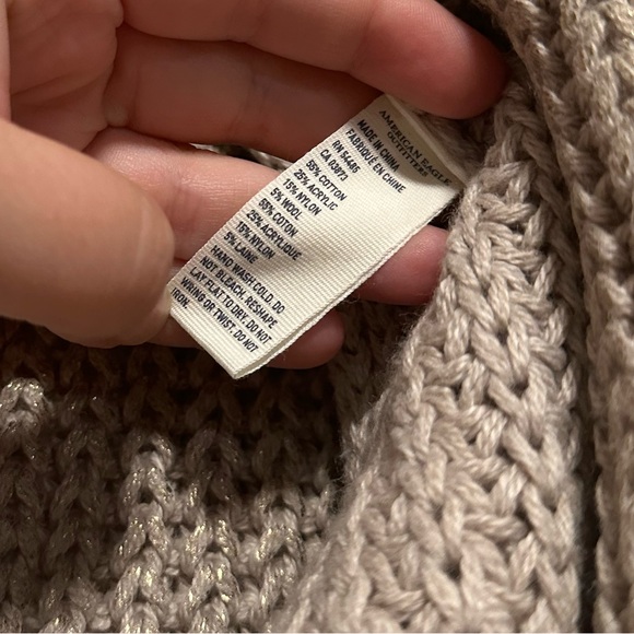 American Eagle Knit Cream Gold Sparkle Infinity Scarf OS - Picture 5 of 5